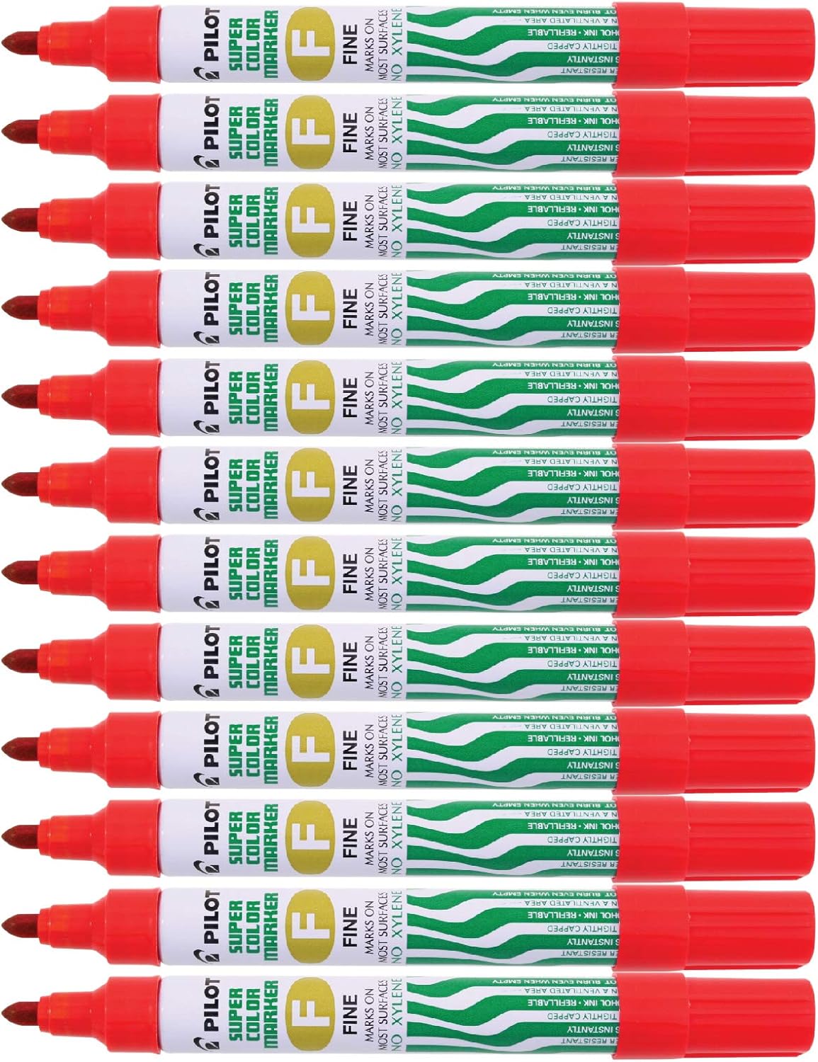 Pilot Supercolour Fine Permanent Marker Bullet 4 mm Tip - Red, Box of 12