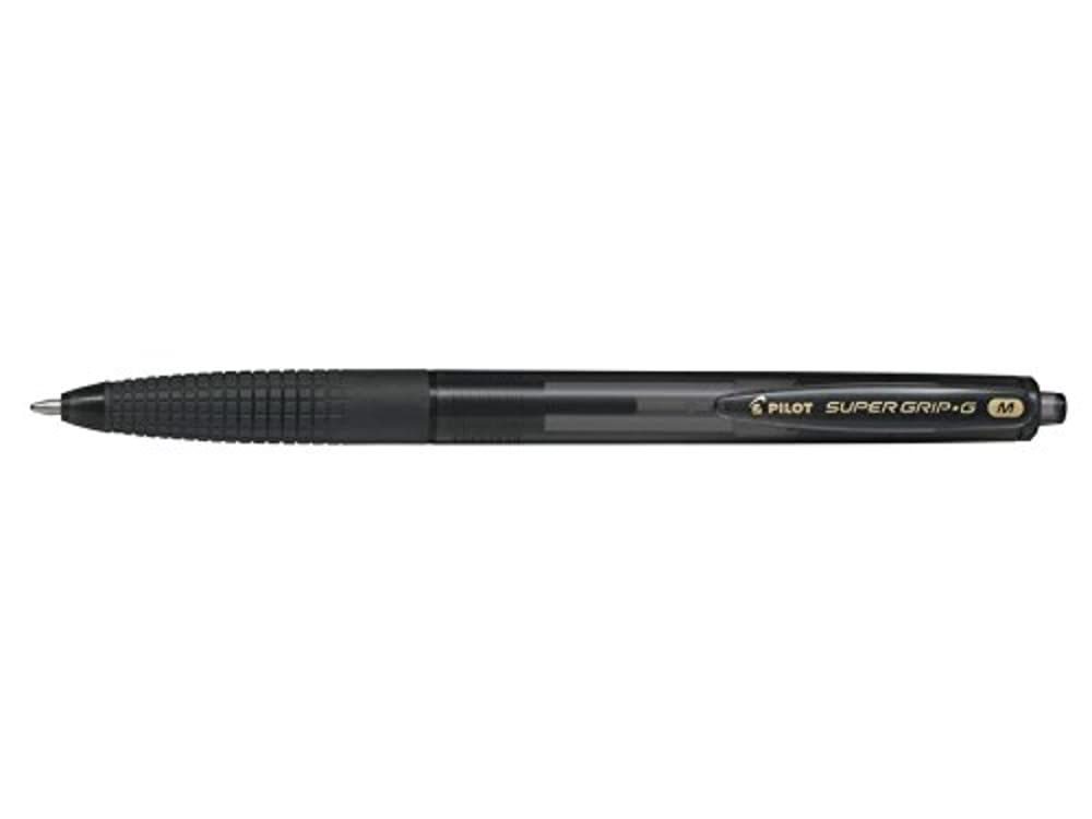 Pilot Medium Line 1 mm Tip Super Grip G Retractable Ballpoint Pen - Black, Box of 12