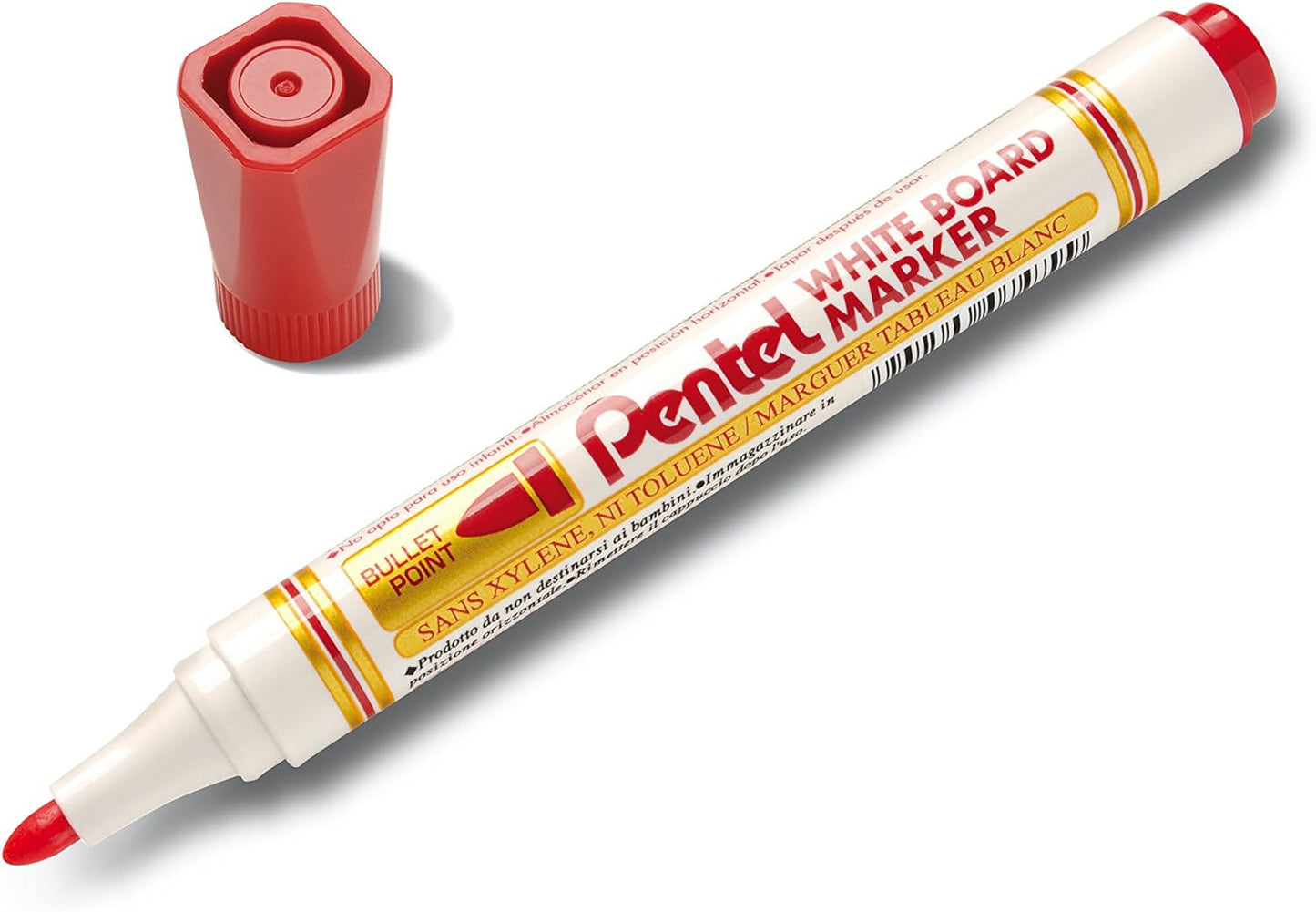 Pentel - Marcador económico para pizarra blanca. Color rojo. - Pack de 12
