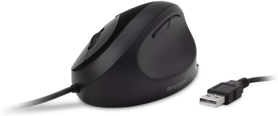 Kensington Wired Ergonomic Mouse - Pro Fit Ergo Wired Mouse For Your Home Office - Laptop/Desktop/PC/Gaming, with USB 3.0 Connection, 4 DPI Settings and 5 Buttons - Black (K75403EU
