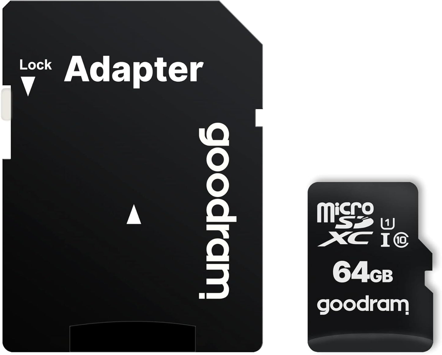 goodram 64GB M1AA Micro Card High Speed Class 10 Memory Card with Adapter and UHS-I Interface Read Speed up to 100MB/s Write Speed from 10MB/s 64GB