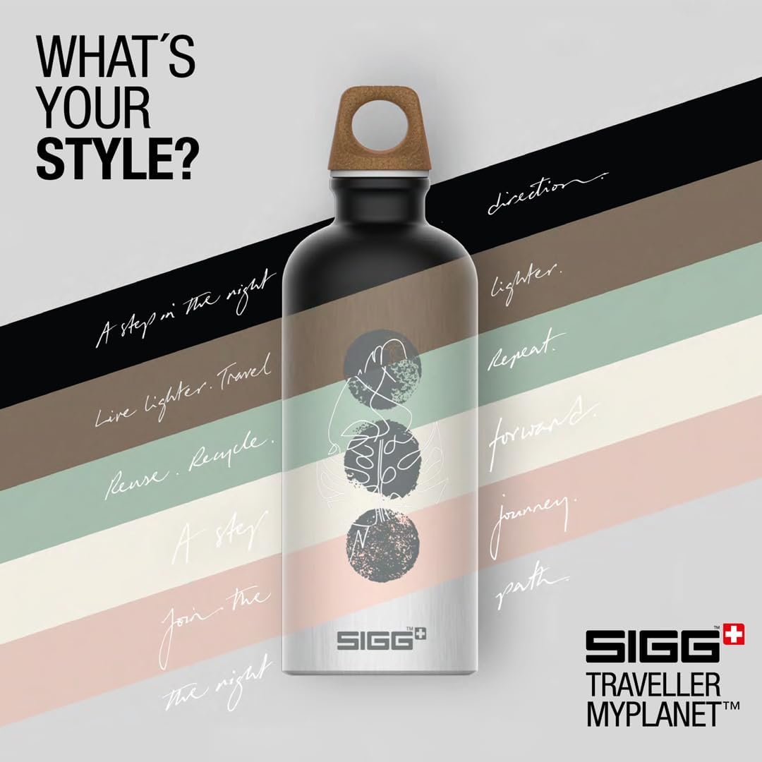 SIGG - Aluminum Water Bottle - Traveller MyPlanet - Climate Neutral Certified - Suitable For Carbonated Beverages - Leakproof & Lightweight - BPA Free - 0.6L / 1L