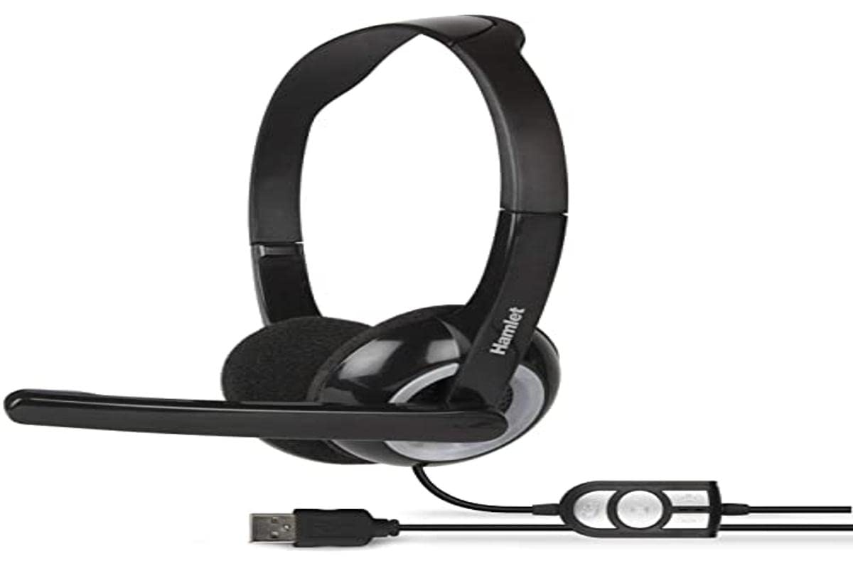 Hamlet HHEADMUS Binaural Diadema Negro auricular con micrófono - Auriculares con micrófono (PC/Juegos, Binaural, Diadema, Negro, Alámbrico, 1,8 m
