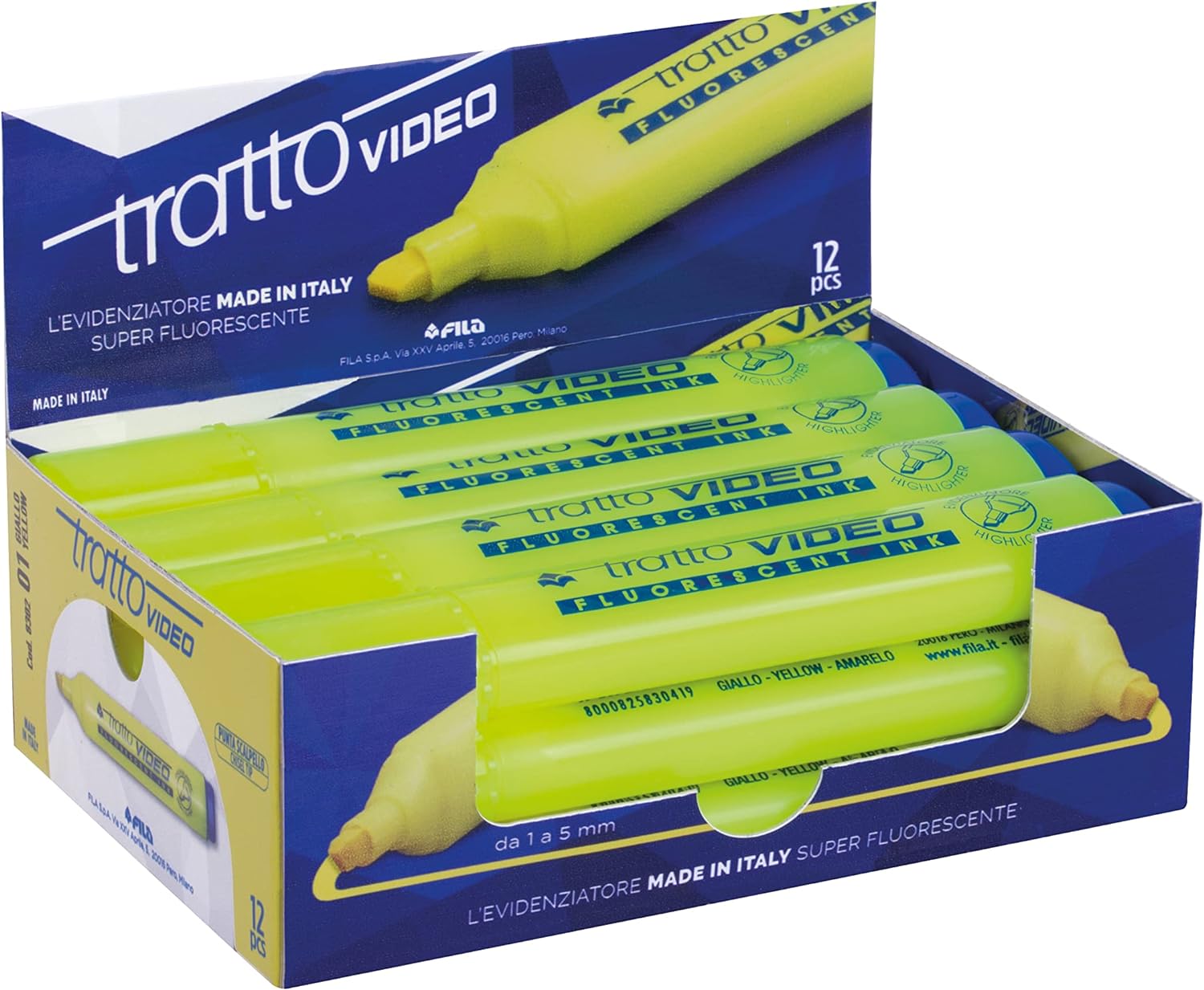 Tratto Video 830201 - Evidenziatore Video, colore: Giallo, confezione da 12