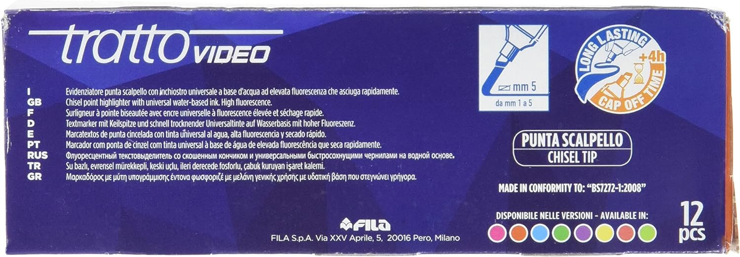 Tratto Video 830203 – Pack of 12 Fluorescent Markers, Orange