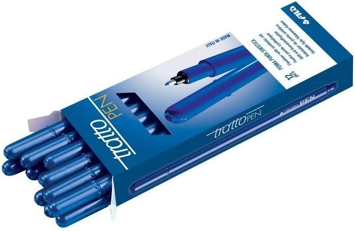 Tratto PEN Blue Felt-Tip Pens (Blue, 0.5 mm, Water-Based Ink, 12 Pieces