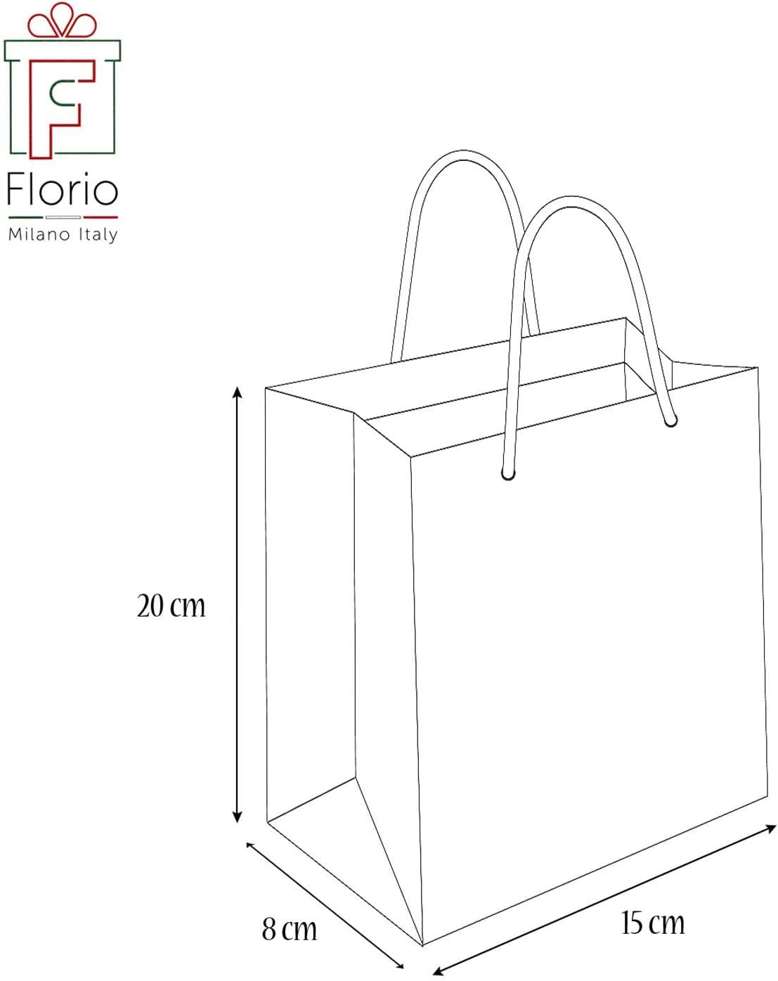 Paper Shopper with Twisted Paper Handle, Assorted Colours, 15x8x20, Pack of 25