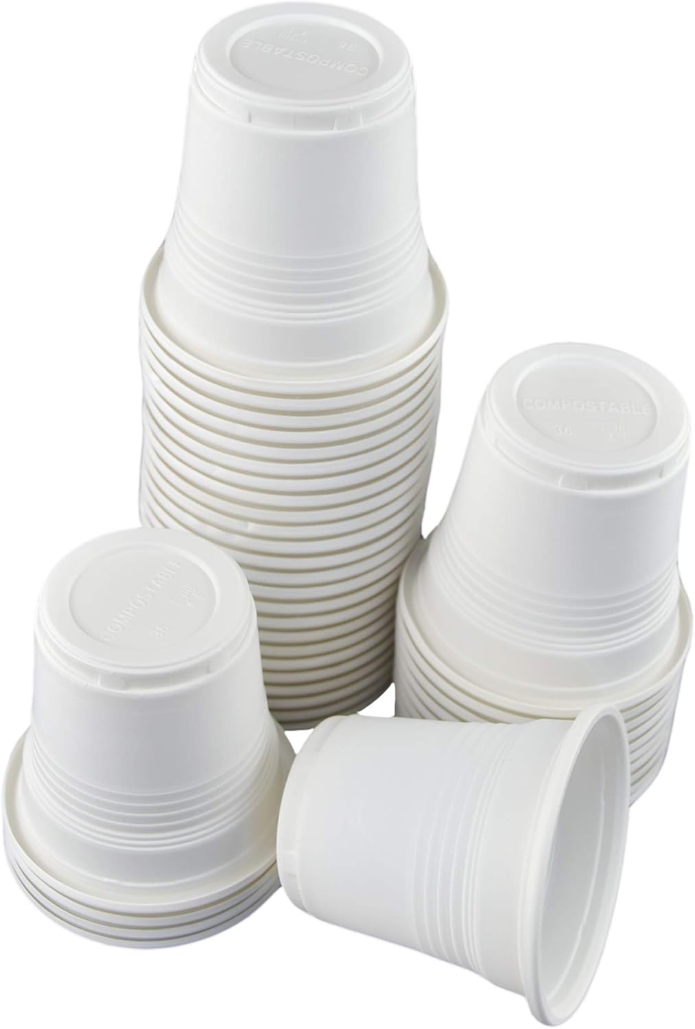 Pack of 40 Compound Glasses (80 ml) Colour: White (5.5 cm high x 5.5 cm diameter) Ideal for hot drinks such as compOSTABLE COFFEE CUPS