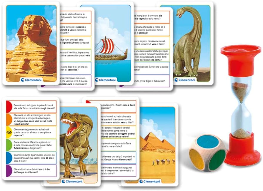 Clementoni 16442 Sapientino Plus Head Prestory-Educational Game for 6 Years, Quiz, Flashcards History-Made in Italy, Italian Map history and prehistory