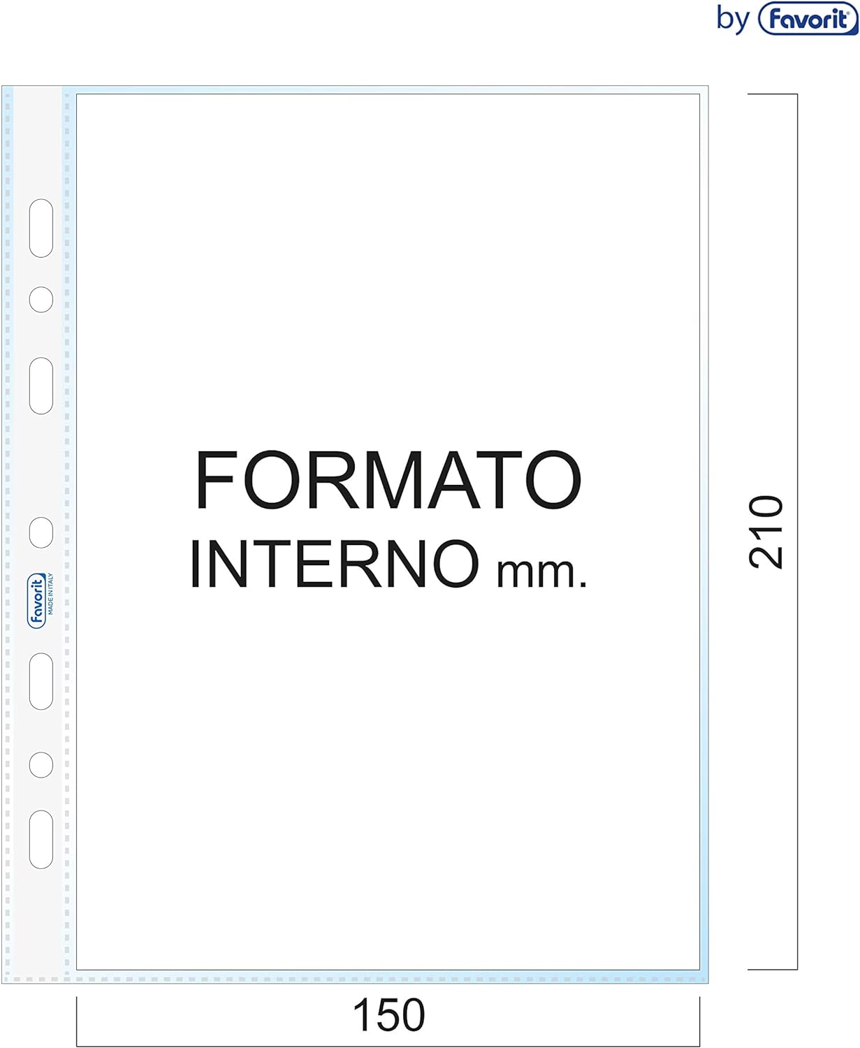 Favorit 100460018 – Sobres perforados universales, 25 sobres, 15 x 21 cm, transparente