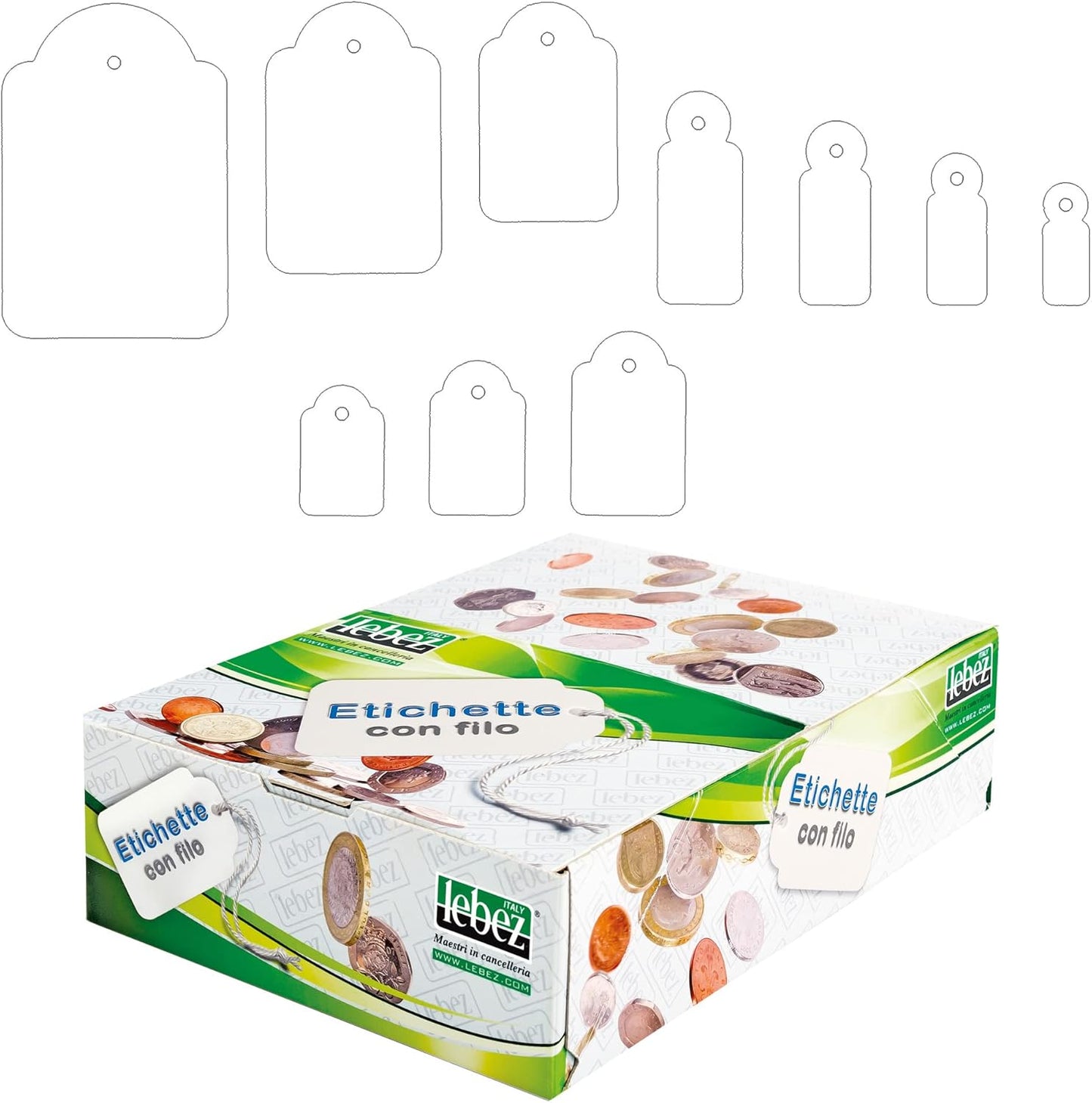 LEBEZ Pack 500 Labels With Thread 22 X 35mm