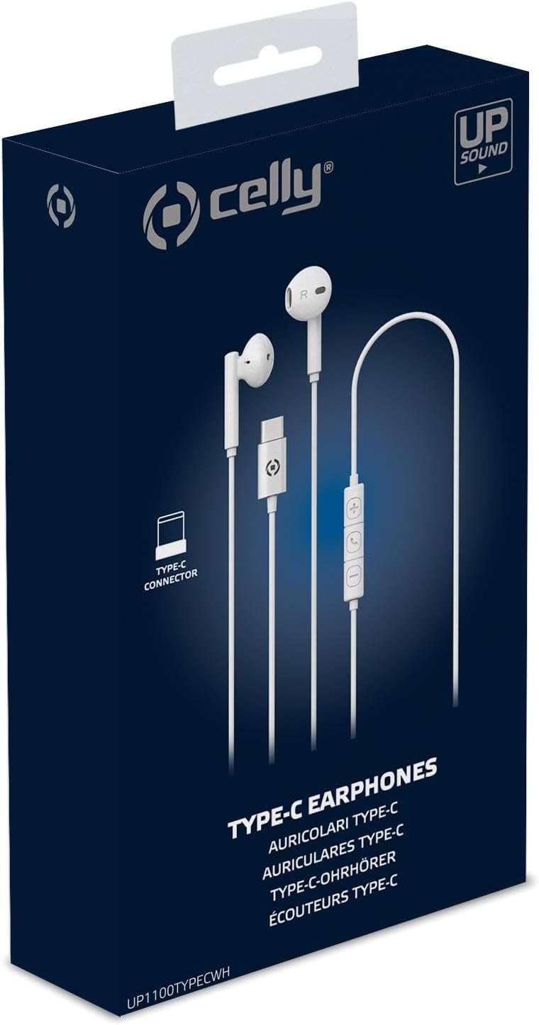 Celly Stereo Earphones USB-C WH UP1100TYPECWH