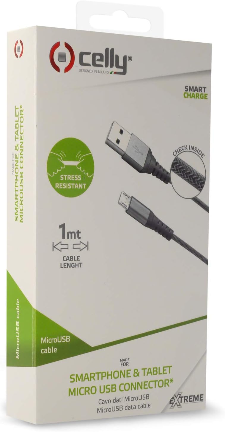 Celly usbtypecnylbk Cable USB and Micro USB connector 100 cm silver