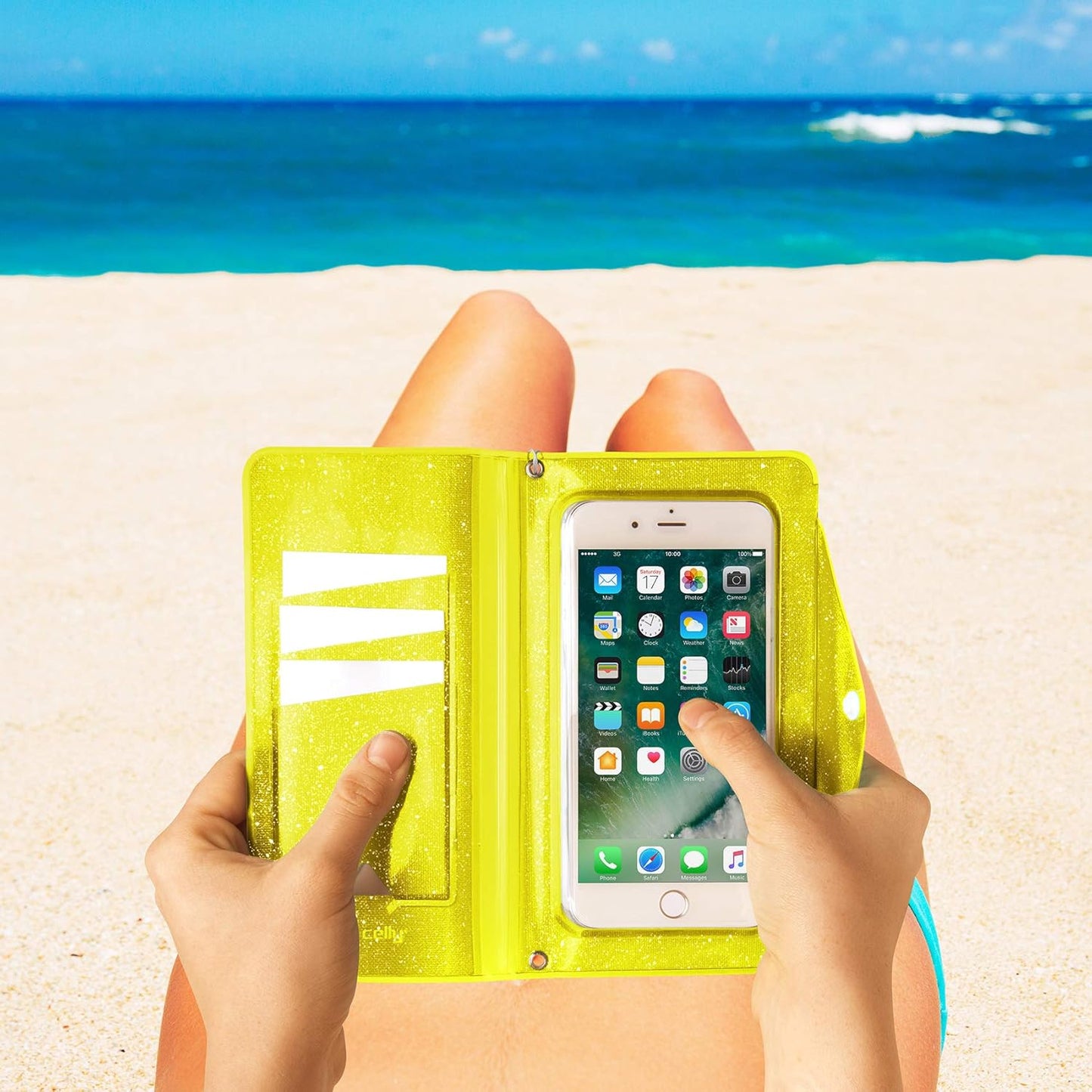 Celly Splash 15.8 cm (6.2") Yellow Wallet Case for Mobile Phones (Wallet Case, Universal, 15.8 cm (6.2"), Yellow)