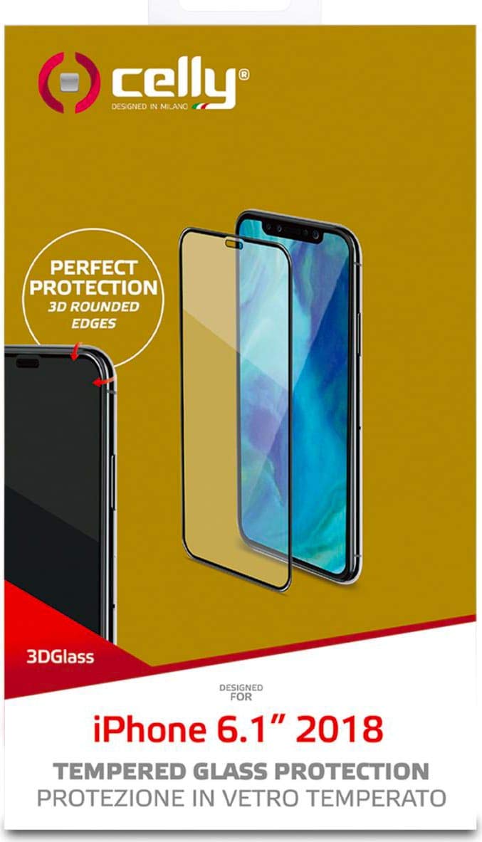 Celly 3DGLASS998BK - Screen Protector Compatible with iPhone XR