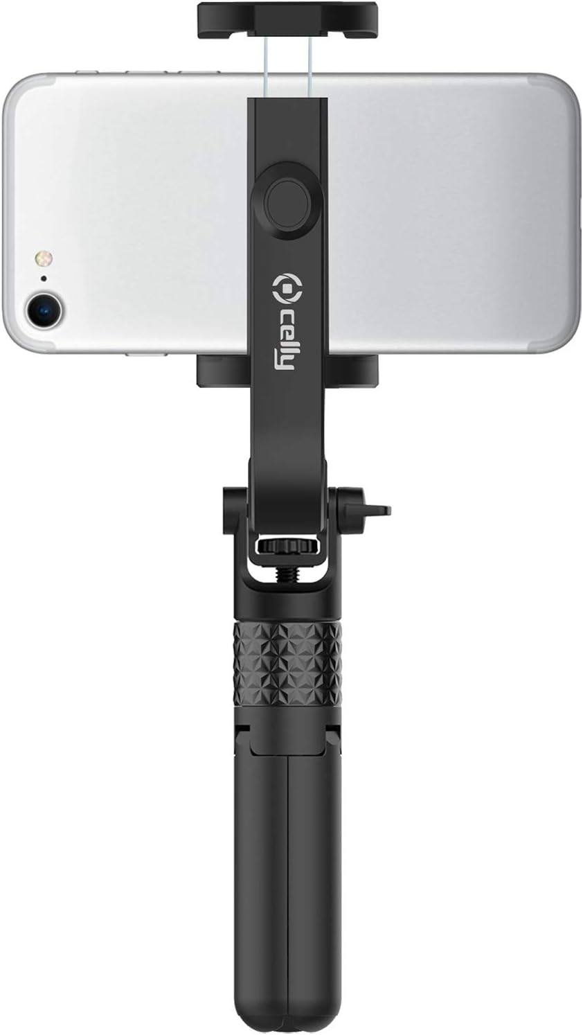 Celly Universal Tripod for Smartphone and Cameras, Extendable Portable Stand with 360° Rotation, Black