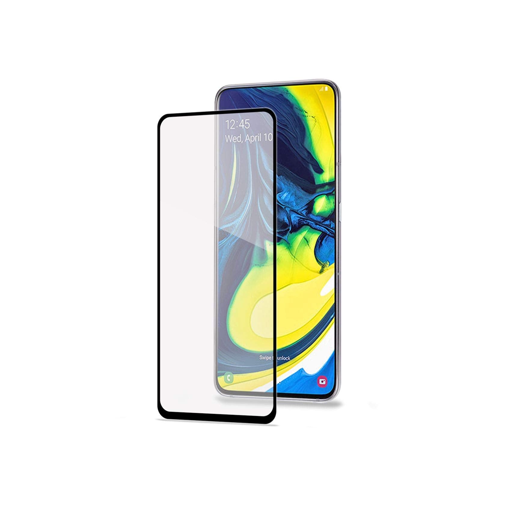 Celly FULLGLASS856BK – Screen Protector (Screen Protector, Mobile Phone/Smartphone, Samsung, Galaxy A80, Scratch Resistant, Transparent)