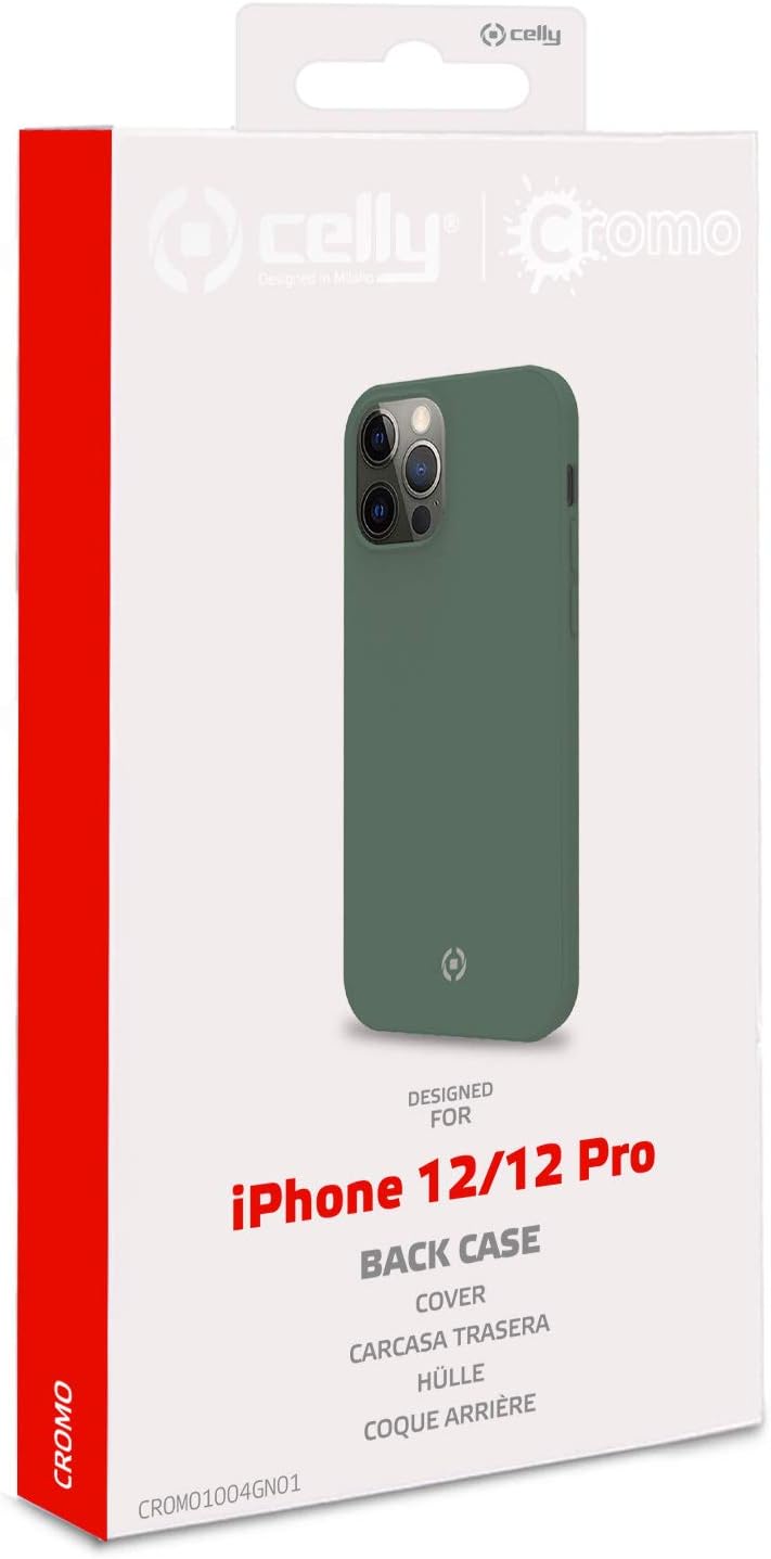Celly Green Case for iPhone 12/12 Pro, Soft Touch Protective Case and TPU Silicone, Anti-Slip Anti-Shock and Anti-Scratch