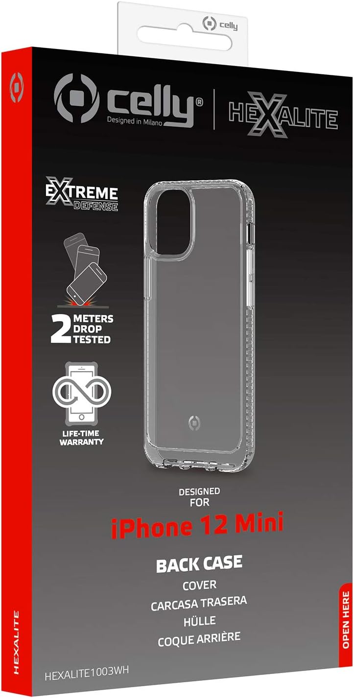 Celly Transparent Anti-Shock Case for iPhone 12 Mini, Anti-Drop and Anti-Scratch TPU Protective Case with Reinforced Edges