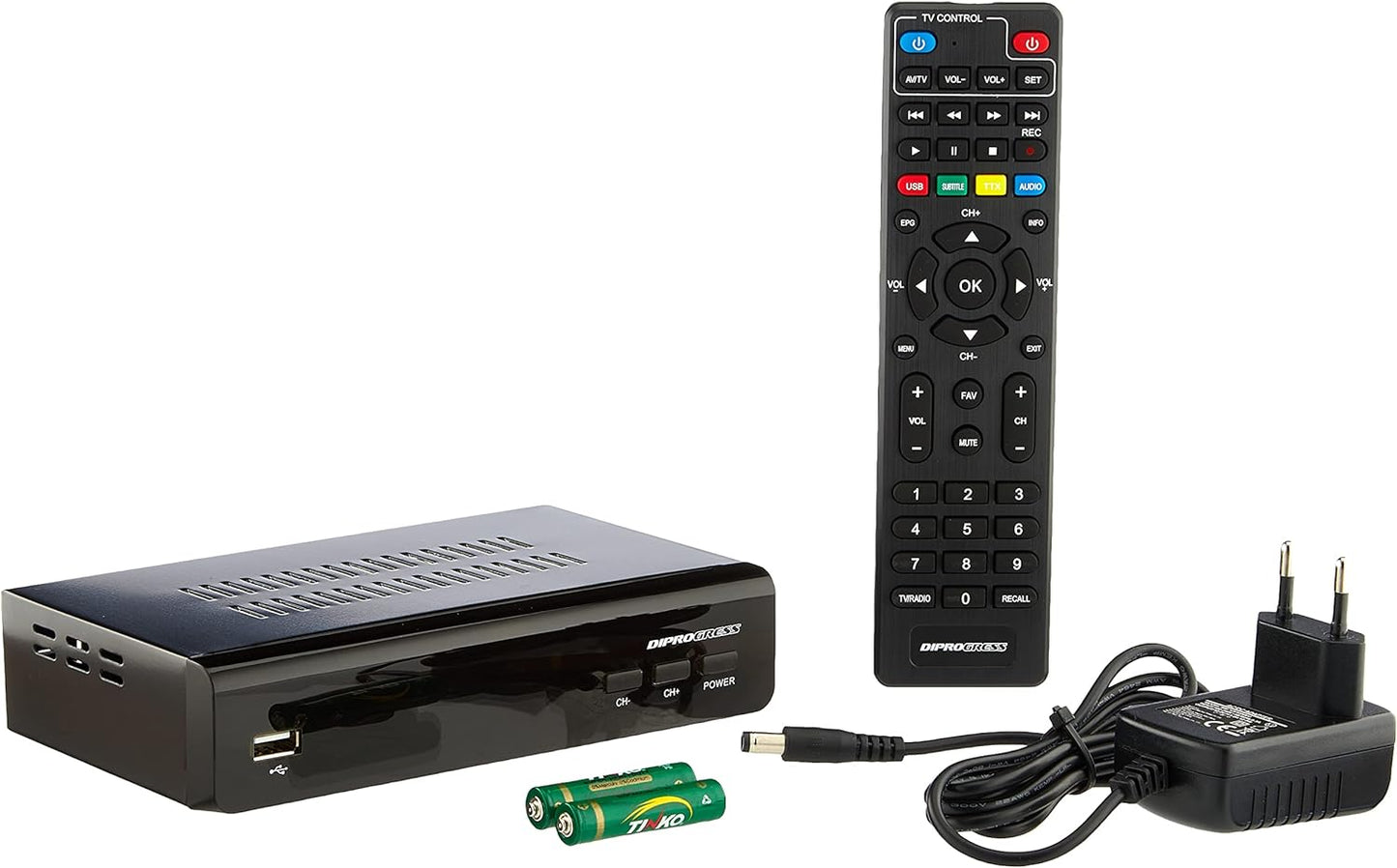 T2 HEVC H265 PVR -12V - RCU 2IN1CON UNIVERSAL REMOTE CONTROL TV + DECODER - DIPROGRESS DPT203HD
