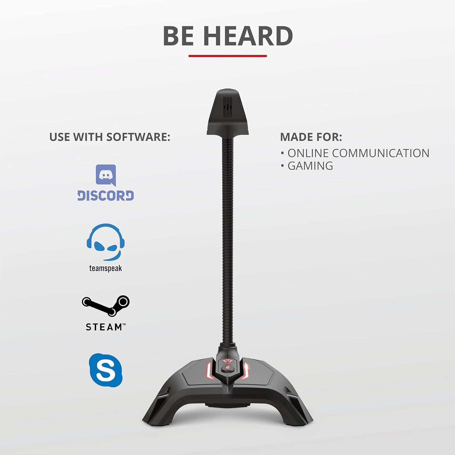 Trust Gaming LED-Illuminated USB Streaming Microphone GXT 215 Zabi for Computer, Laptop, PC - Black