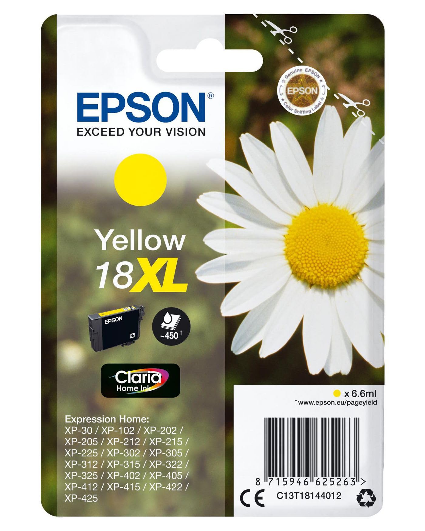 Epson C13T18144022 Standard Original Inkjet Cartridges - Yellow