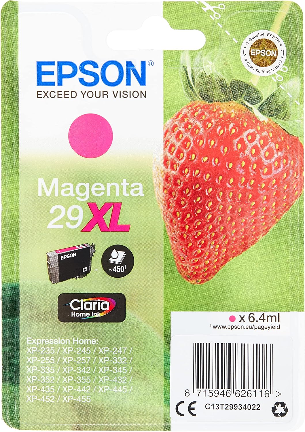 Epson Strawberry Ink Cartridge for Expression Home XP-445 Series - Magenta,XL