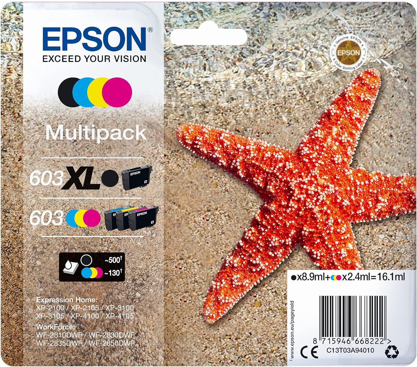 EPSON Multipack 4 Colours 603 XL Black/Std. CMY, C13T03A94020