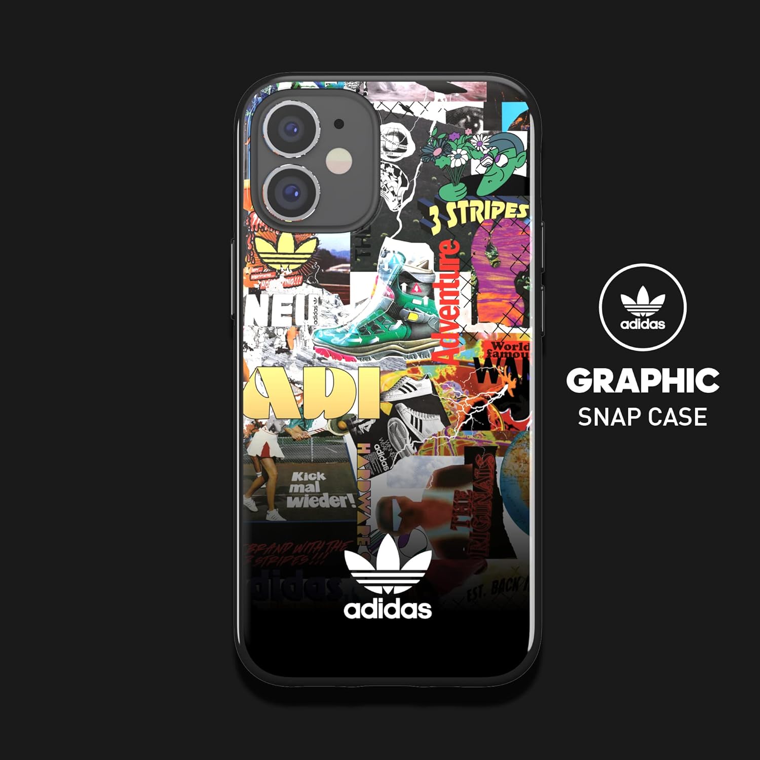 adidas Phone Case Designed for iPhone 12 Mini 5.4, Drop Tested Cases, Shockproof Raised Edges, Originals Protective Cover, Colourful Graphic