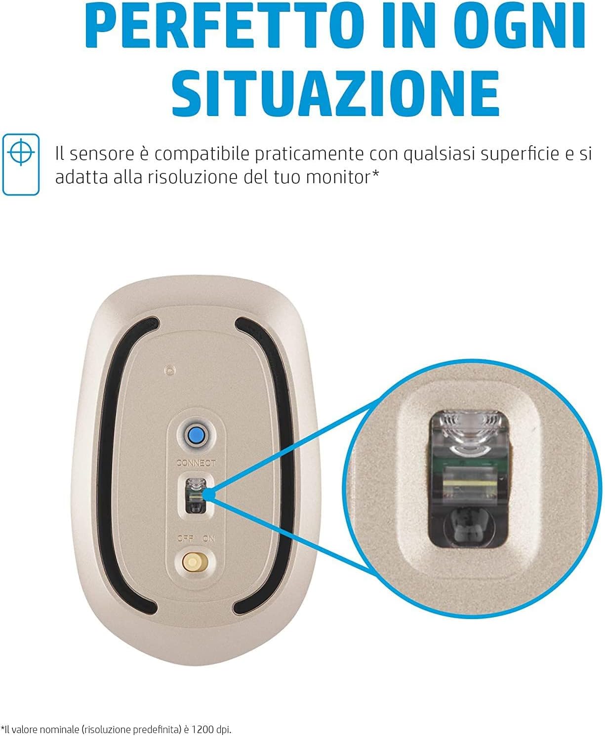 HP 410 PC Mouse with Bluetooth Connection, compatible with Chrome, up to 2000 DPI, 3 Buttons, Scroll Wheel, Up to 12 Month Battery
