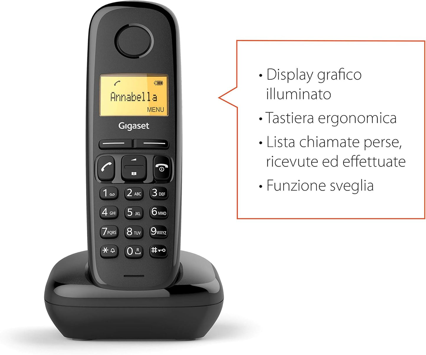 Gigaset A170 Téléphone analog/dect Identification de l'appelant Noir