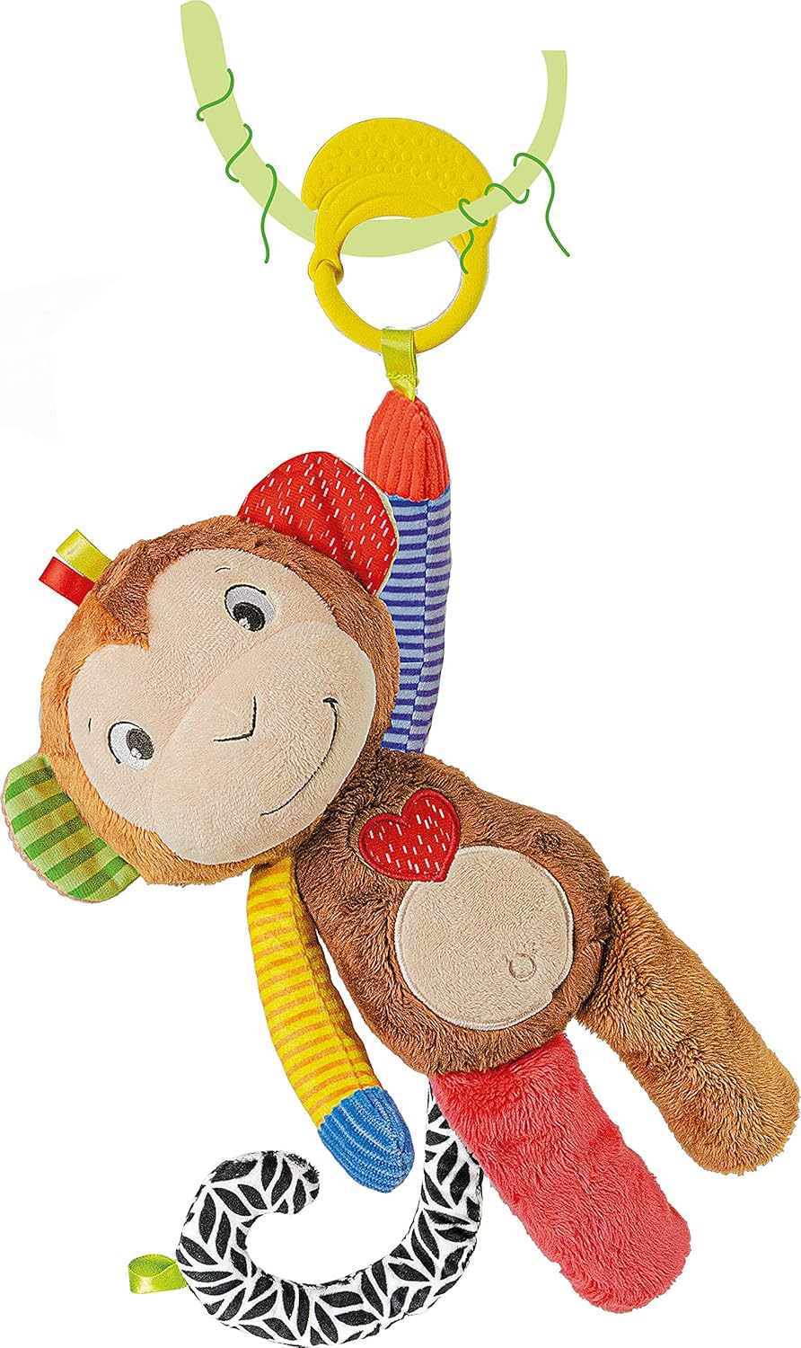 Clementoni - Monkey Sings, Plays, Learn Interactive Speaking in Italian, Electronic Play Children 3 Months, Educational Plush 100% Washable, Multicolor, 17673