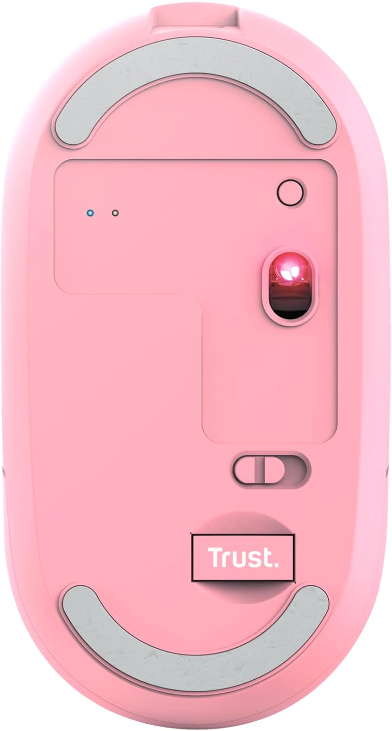 Trust Puck Wireless Mouse, Bluetooth or 2.4 GHz with USB Mini-Receiver, Rechargeable Battery, Silent Clicks, DPI Button, Light Computer Mouse for Laptop, PC, Mac, Chromebook