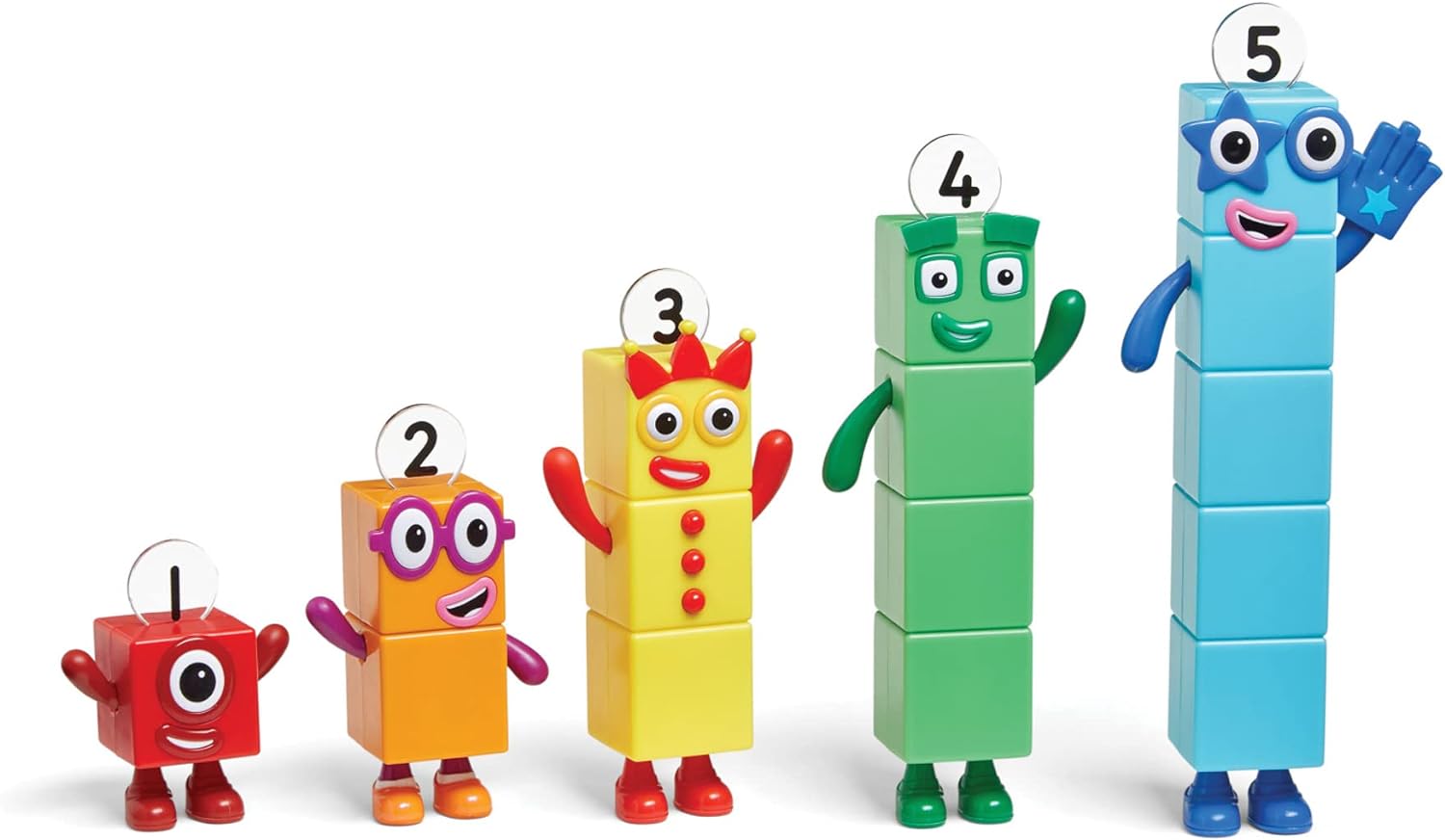 Learning Resources Numberblocks Friends One to Five, Official Collectible Toys, Includes Numberblocks One, Two, Three, Four and Five, Suitable for Display and With Posable Arms for Realistic Play