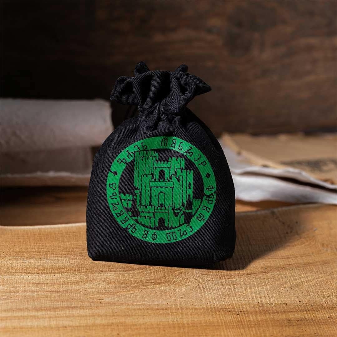 Witcher Dice Pouch Vesemir Head of Kaer,Black/Green
