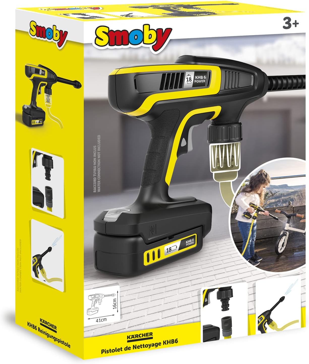 Smoby Karcher Cleaning Gun KHB6 - Children's Roleplay Toy with Hose Connection, From 3+ Years