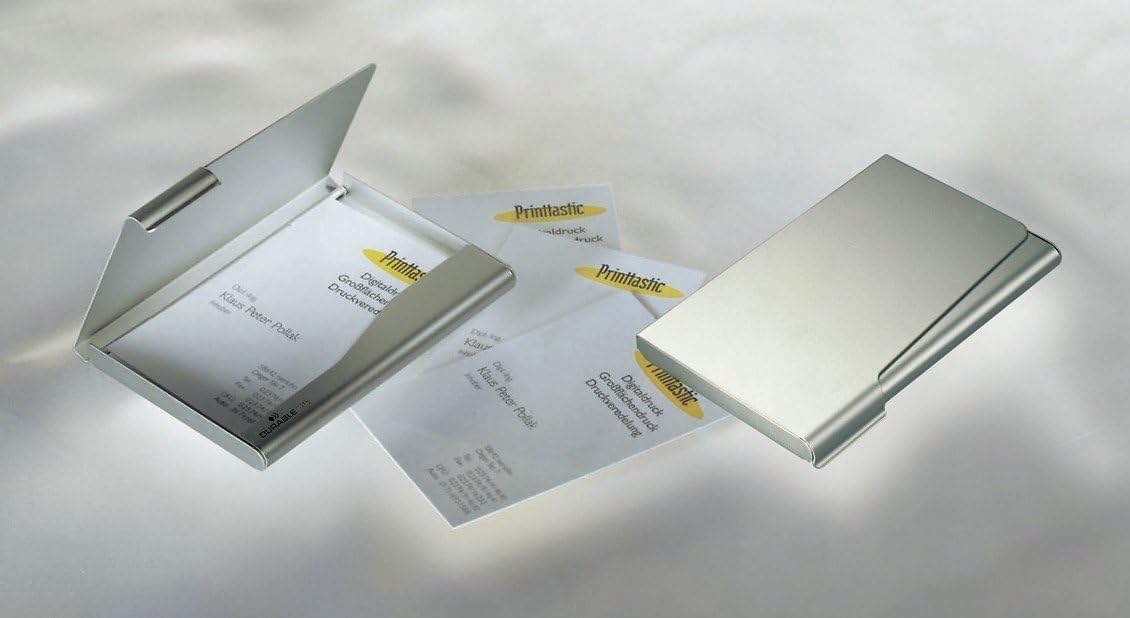 Durable 2415/23 Aluminium Business Card Box/Holder/Case - Silver