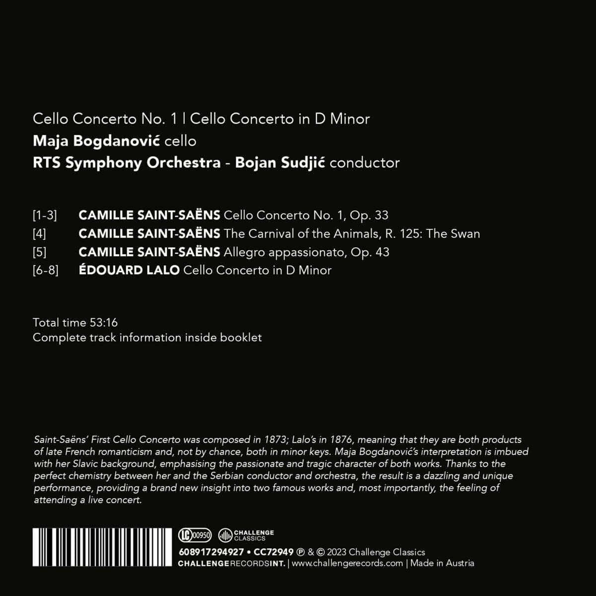 Camille Saint-Saëns: Cello Concerto No. 1/Édouard Lalo: Cello...