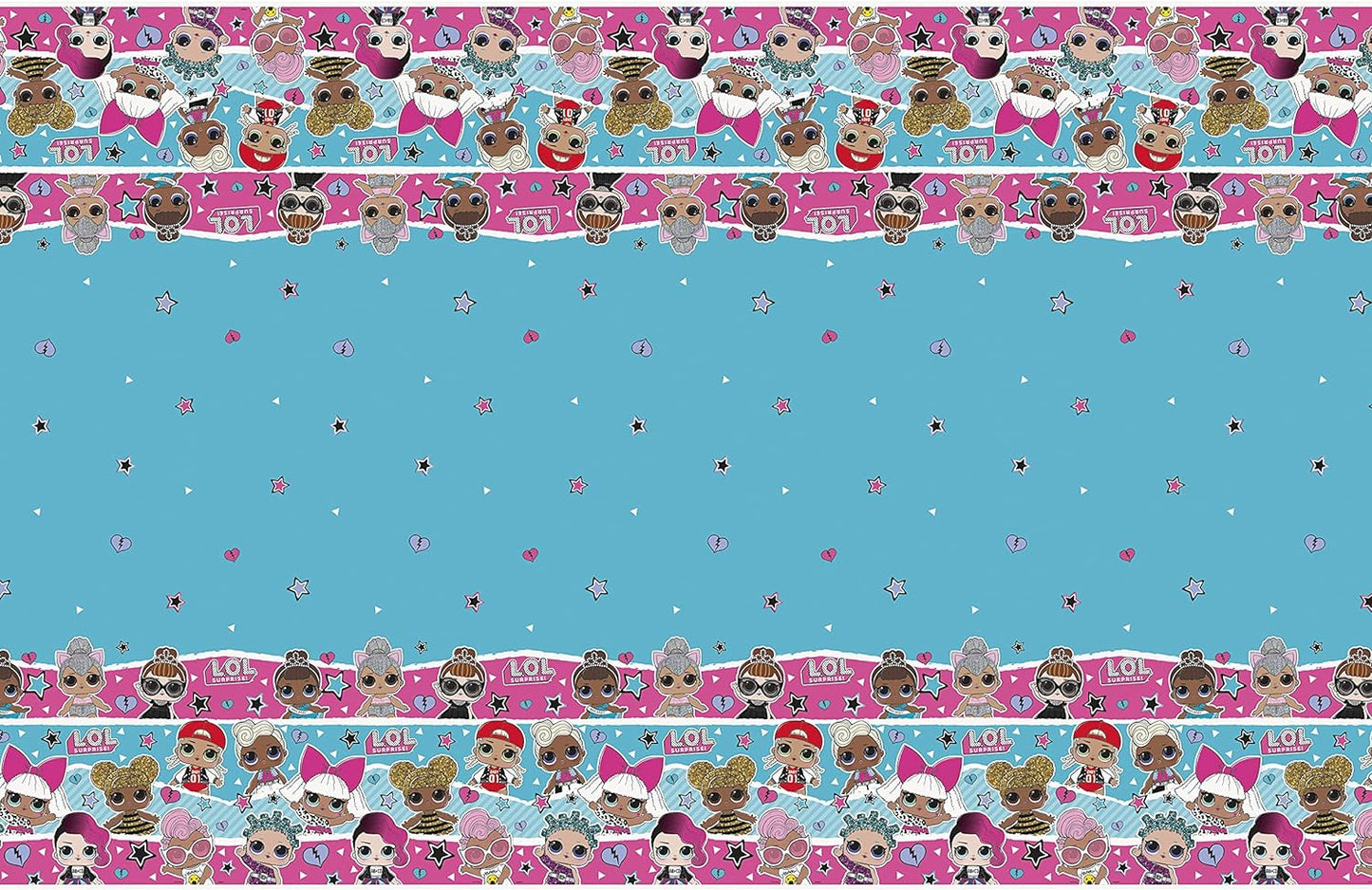 Unique 20903 Plastic Tablecloth-2.13 m x 1.37 m-LOL Surprise Party, Print, Multicolour