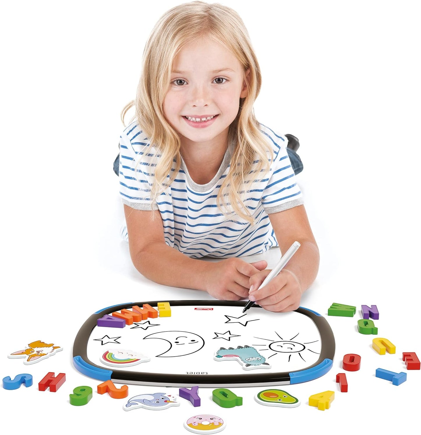 Quercetti Q5341 Quercetti-5341 Tablet Letters and Numbers, Kids' Magnetic Drawing Boards, Black, L40cm x W34cm x D9cm Single