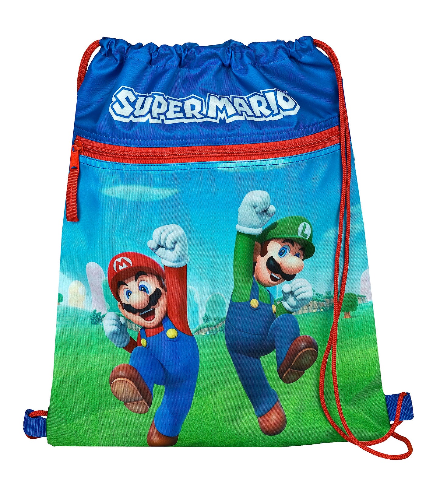 Undercover Super Mario Gym Bag with Safety Closure and Zip Pocket, Approx. 32 x 41 cm, Blue, blue