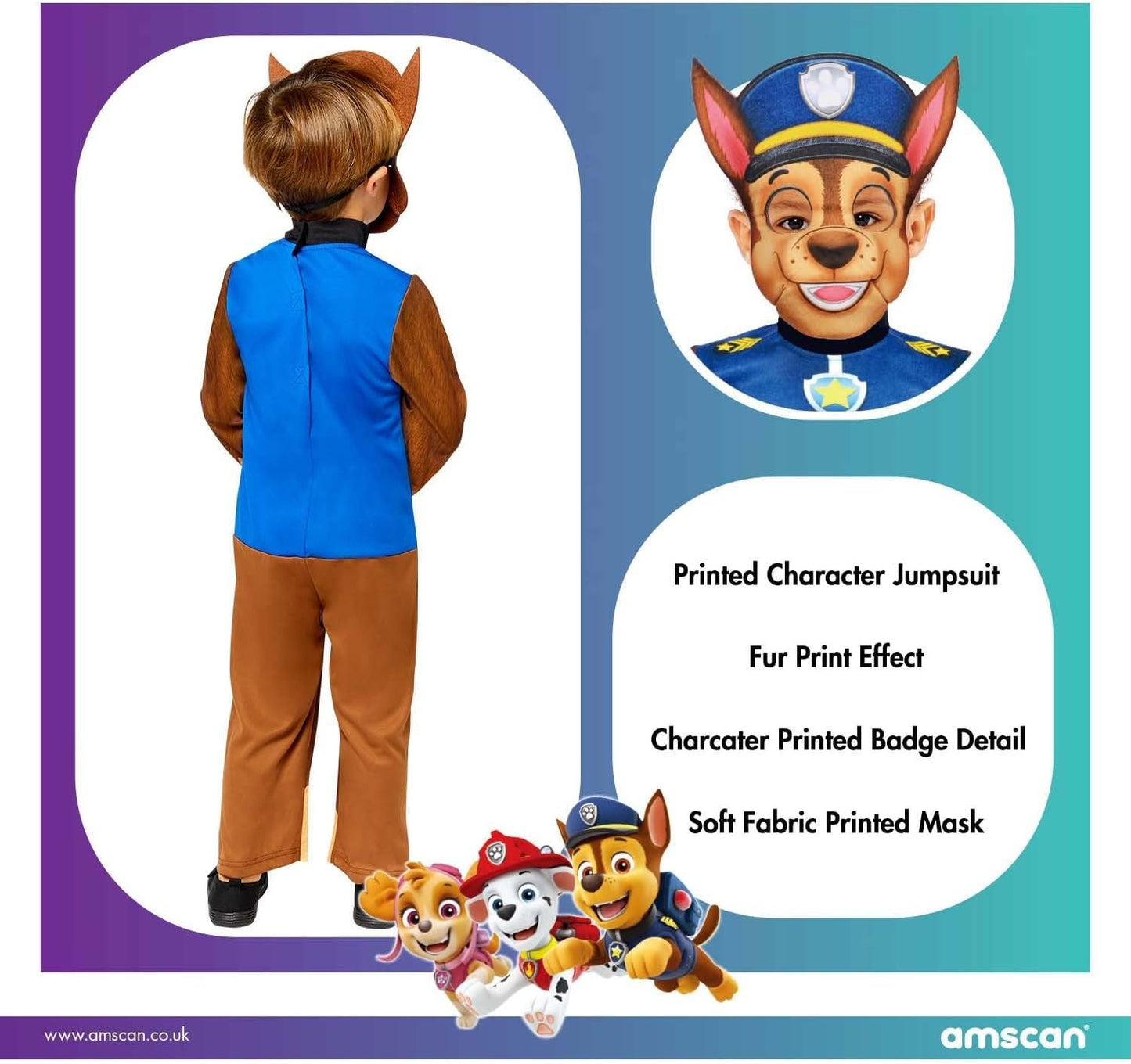 Amscan Official Nickelodeon Chase Costume 3-4 and 4-6 years