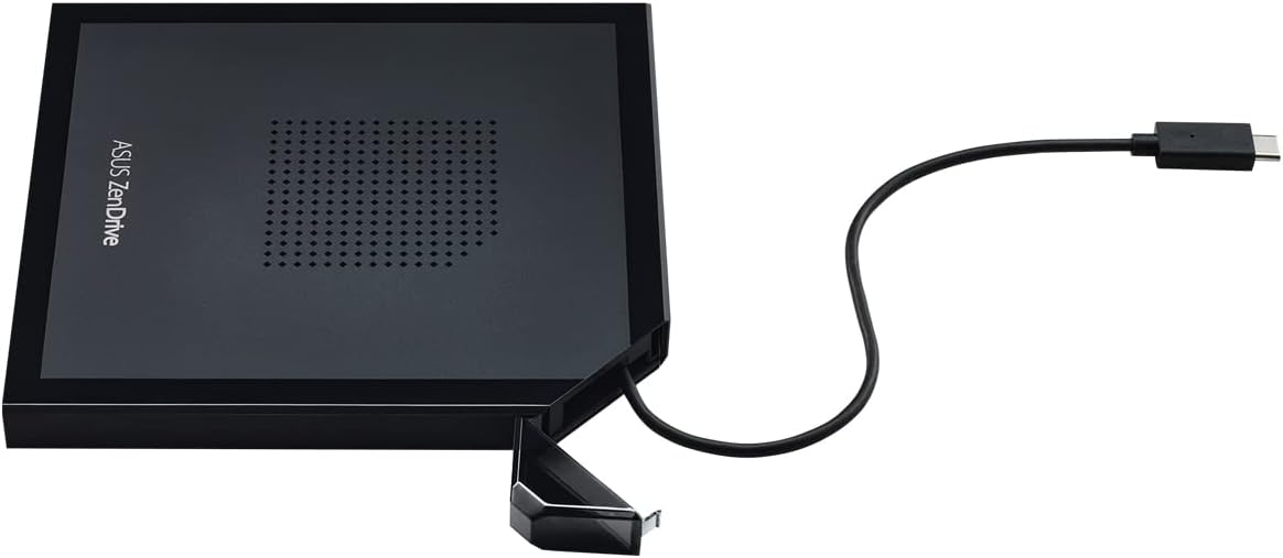 ASUS SDRW-08V1M-U external ultraslim 8X DVD writer, Cable-Storage Design, USB Type C, Mac Compatible, 14.6mm Ultraslim, M-DISC support, Disc Encryption, NERO Backitup, E-Green, E-Media