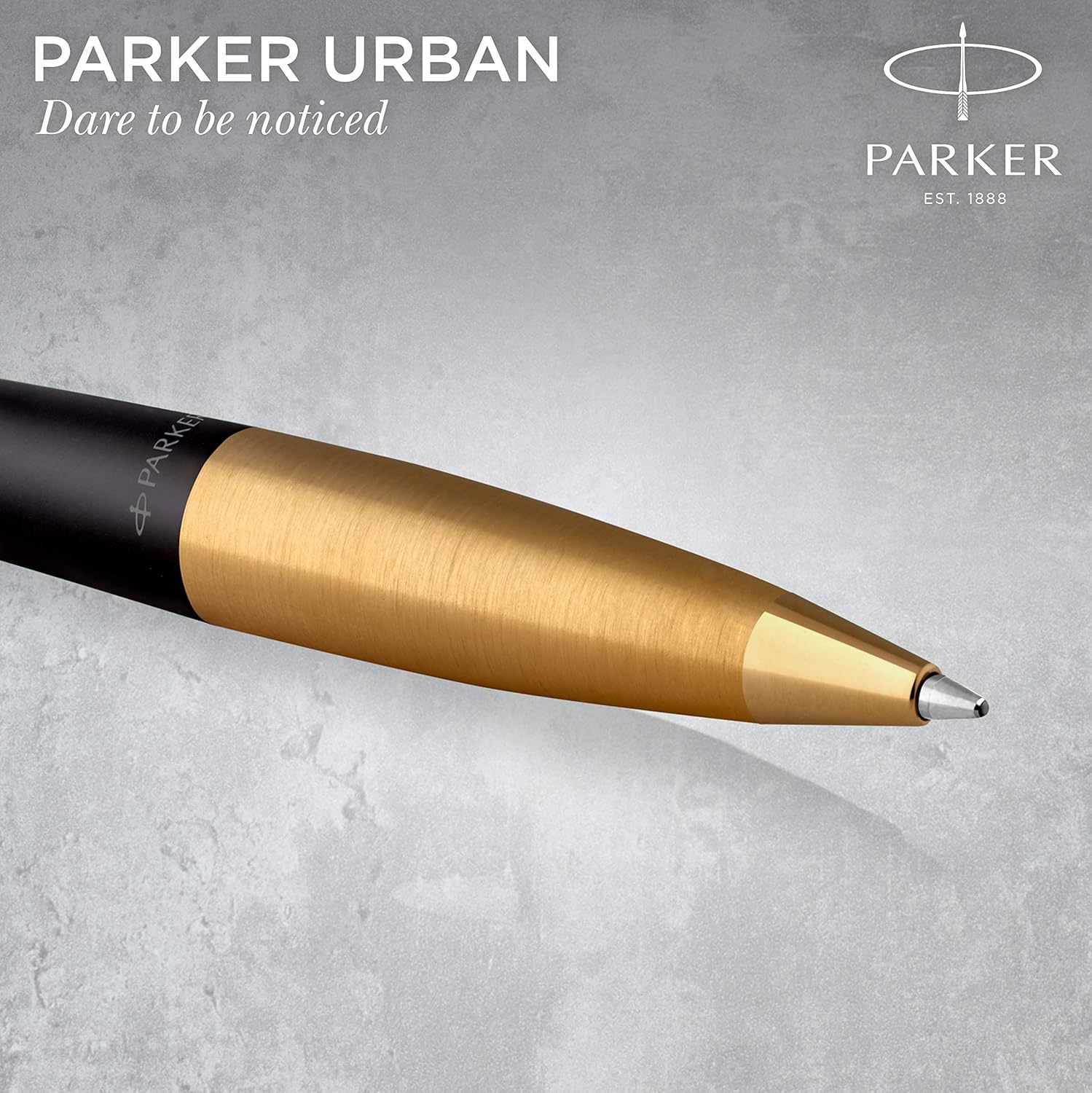 PARKER Urban Twist Ballpoint Pen | Muted Black with Gold Trim | Medium Point Blue Ink Refill | Gift Box