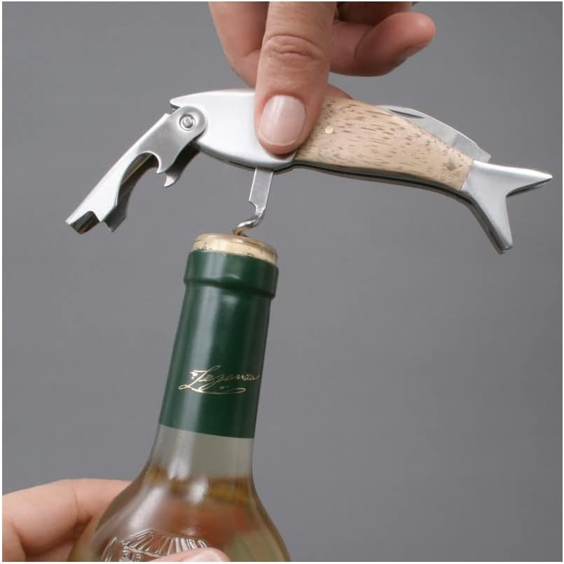 Kikkerland Lightwood Fish Corkscrew