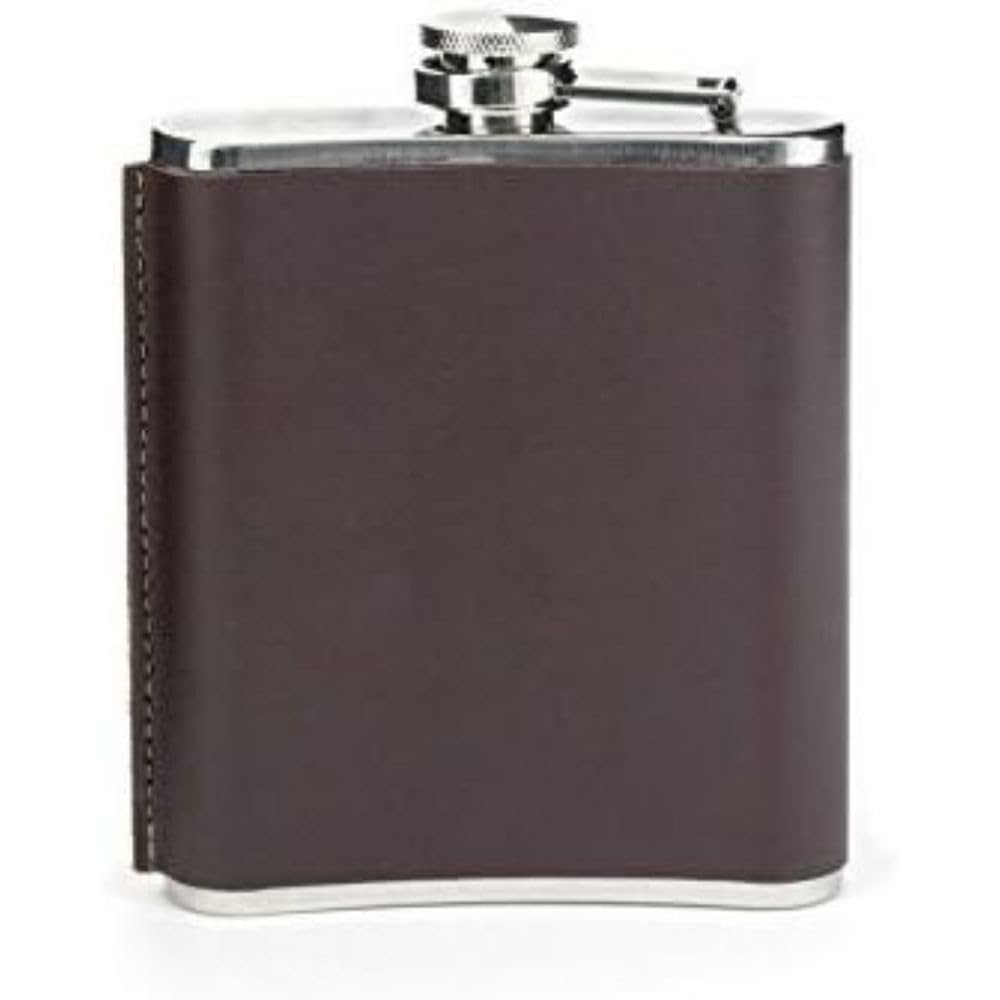 KIKKERLAND Leather Hip Flask 7OZ