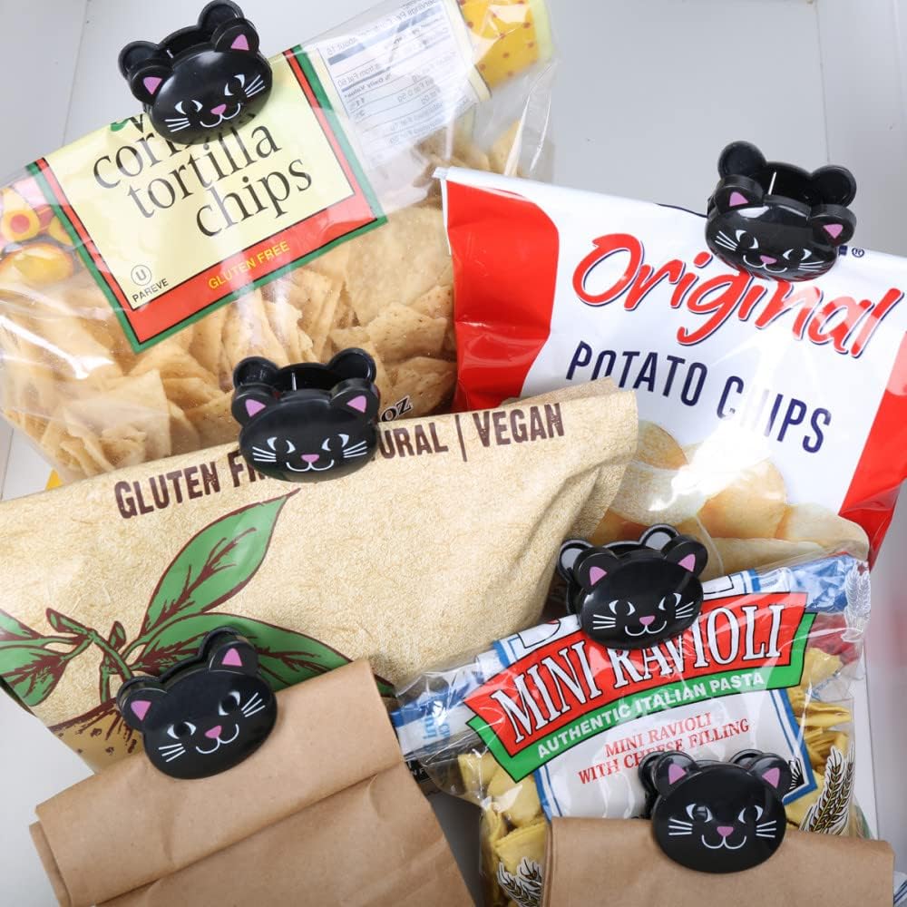 Kikkerland Cat Bag Clips, Set of 6