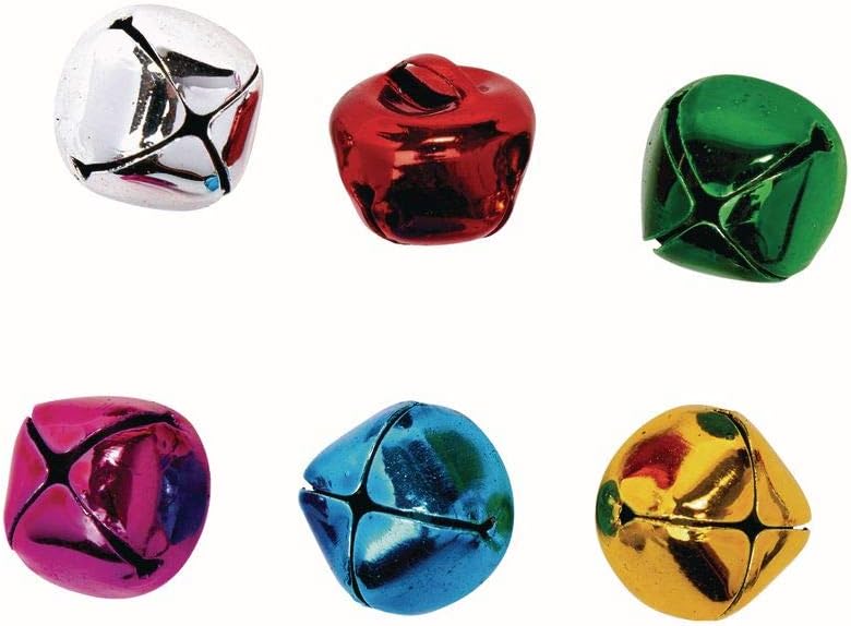 Colorations Colorful Crafting Jingle Bells, 200 Pieces, Assorted Colors, 15 mm Each, 6 Colors, Jingle Bells, Christmas Bells, Arts & Crafts, for Kids, Holiday Crafting