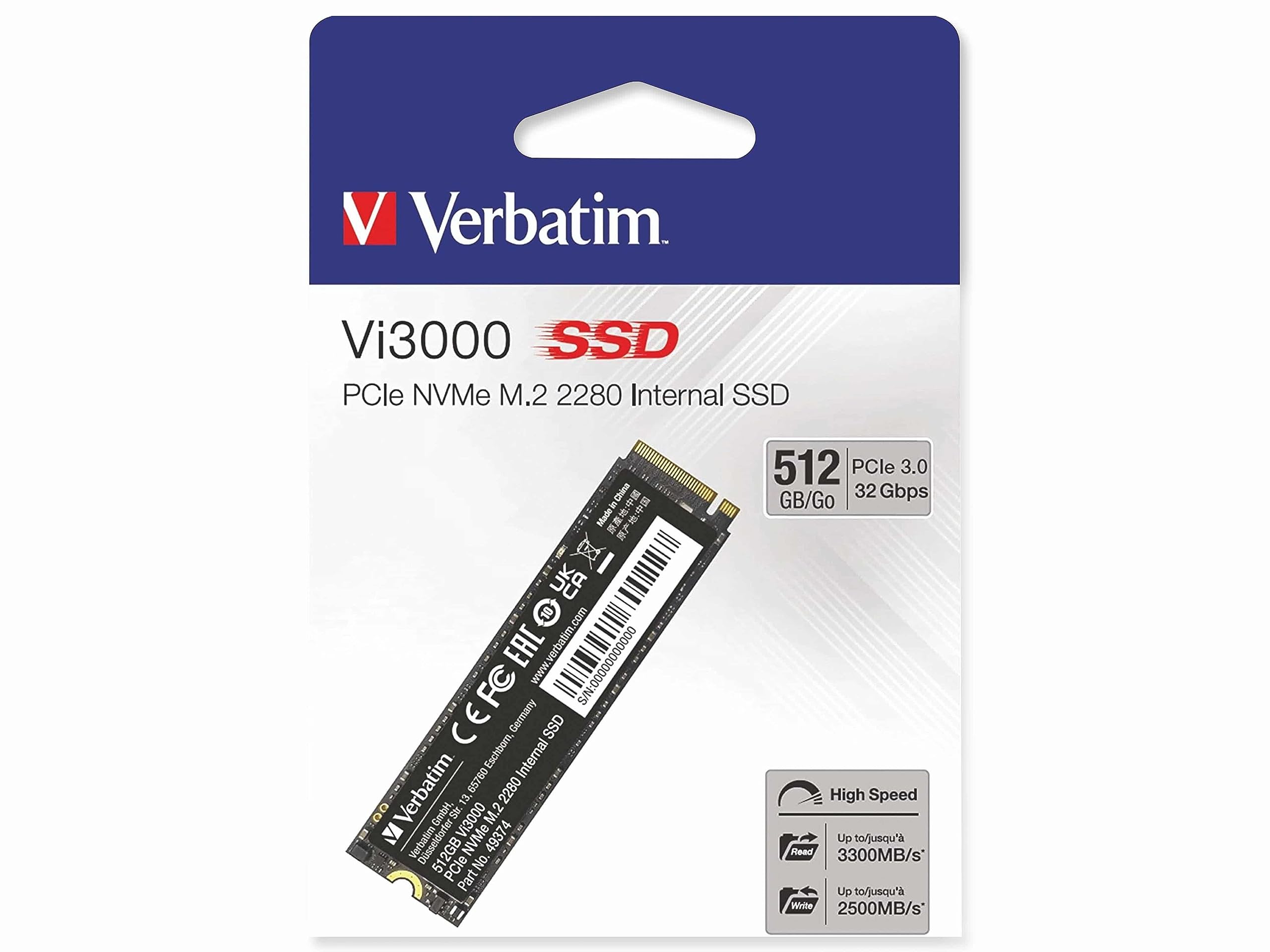 Verbatim Vi3000 PCIe NVMe M.2 SSD 512GB