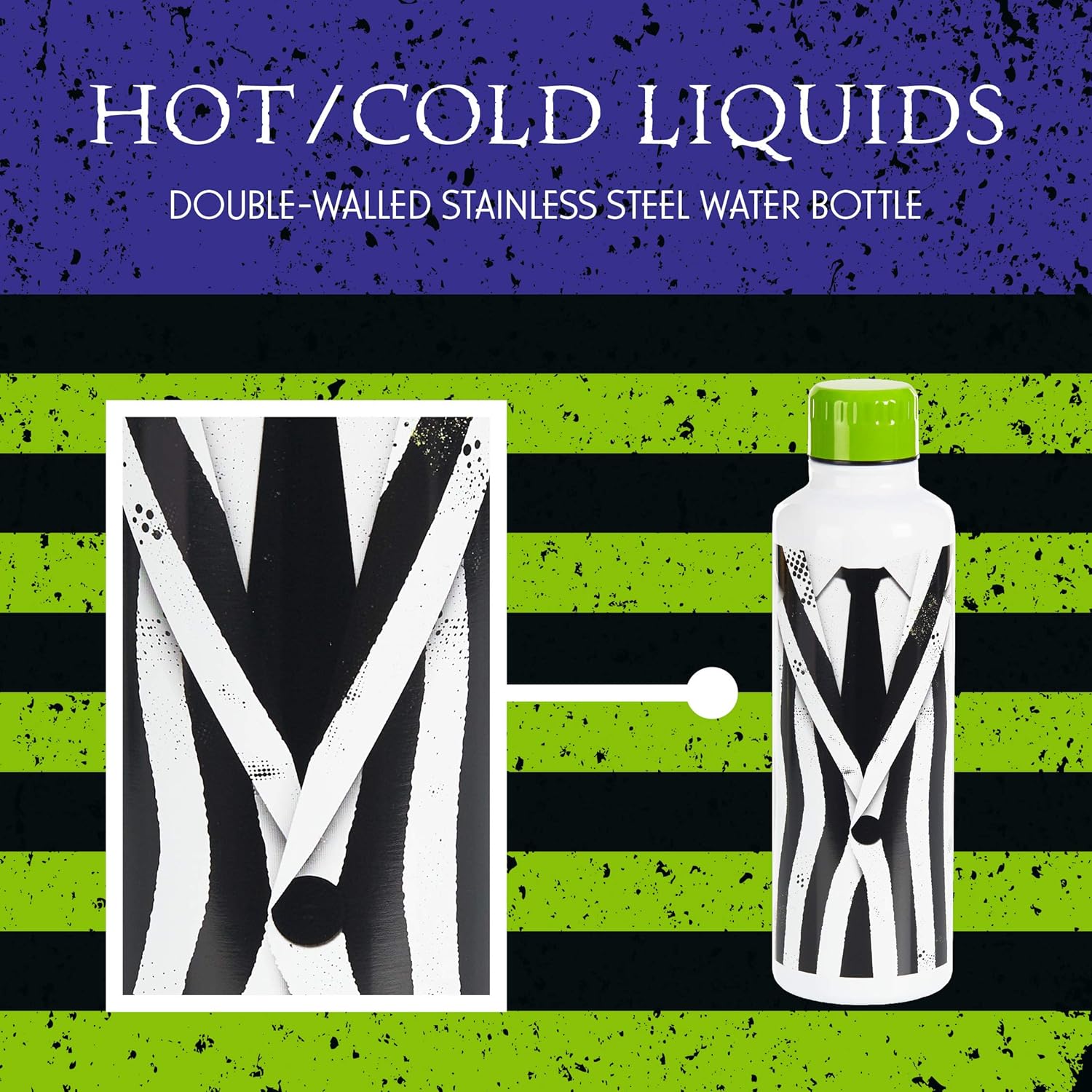 Paladone Beetlejuice Stainless Steel Water Bottle, 500ml, 16.9floz